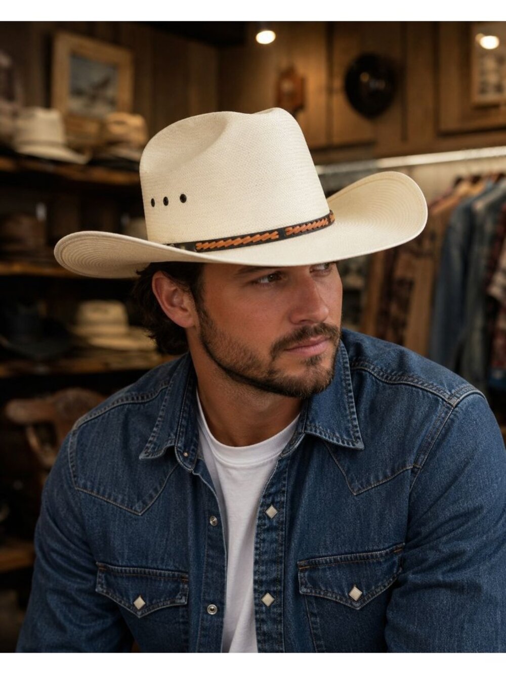 Rol President 50X Golden Line Hat Collection Straw Cowboy Hat Natural 7 1/8 M